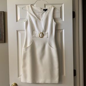 Tahari sleeveless white shift dress
